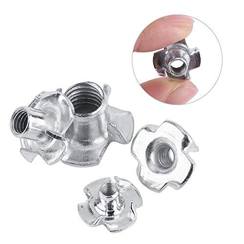 Four-Pronged T Nut Tee Nuts, Zinc Plated Carbon Steel Fasteners for Woodworking Furniture M3, M4, M5, M6, M8 Sizes, 30pcs per pack - Image 3