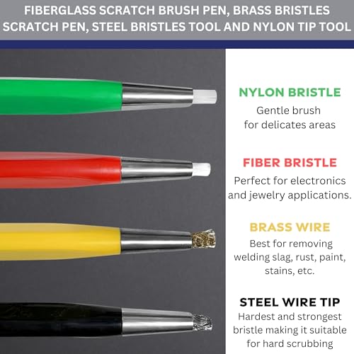 Image of Handy Flux 7oz with 4-Piece Pixiss Scratch Brush Pen Set - Includes Fiberglass, Brass, Steel, and Nylon Brushes for Soldering, Rust Removal, Circuit Board Cleaning, and Polishing