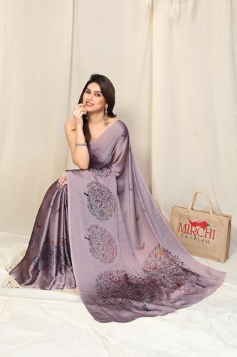 Image of MIRCHI FASHION Women Saree Chiffon Flower Print | Breathable Lightweight Sari for Office and Daily Use with Unstitched Blouse Piece (Available in 30 Styles)