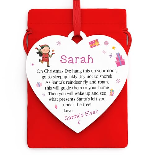 Beecreative Girls Christmas Eve Box Filler, Personalised Letter From Santas Elves, From Father Christmas, Xmas Eve Decoration For Kids, Stocking Filler For Children