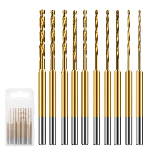 KOZTOL 10Pcs Mini Twist Drill Bit Set, HSS 2.35mm Shank Titanium Coated 0.6mm to 2.2mm, Micro Drill Bits for DIY, Jewelry, Plastic/Small Drill Bits for Pin Vise & Rotary Tool