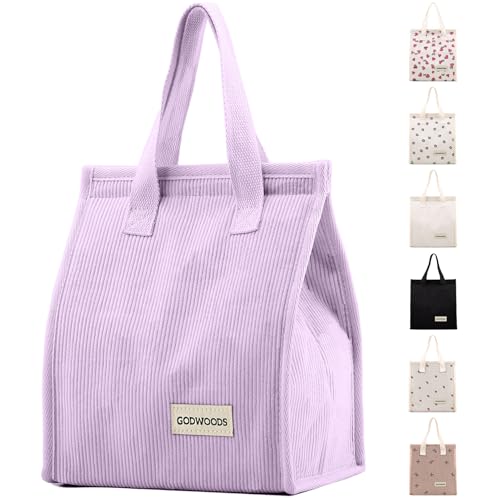 GODWOODS Lonchera aislada para mujeres y hombres, contenedor grande reutilizable a prueba de fugas para oficina, trabajo, playa o viajes (A-pana morado)