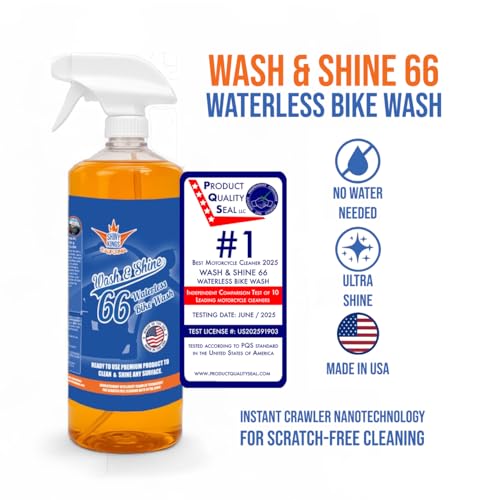 Image of Shinykings California Wash&Shine 66 | WATERLESS Motorcycle Cleaner | Motorcycle and Car Wash&Wax | All Surfaces | Bike Polish | Chrome Cleaner | Multipurpose Detail Spray (32 fl.oz Orange)