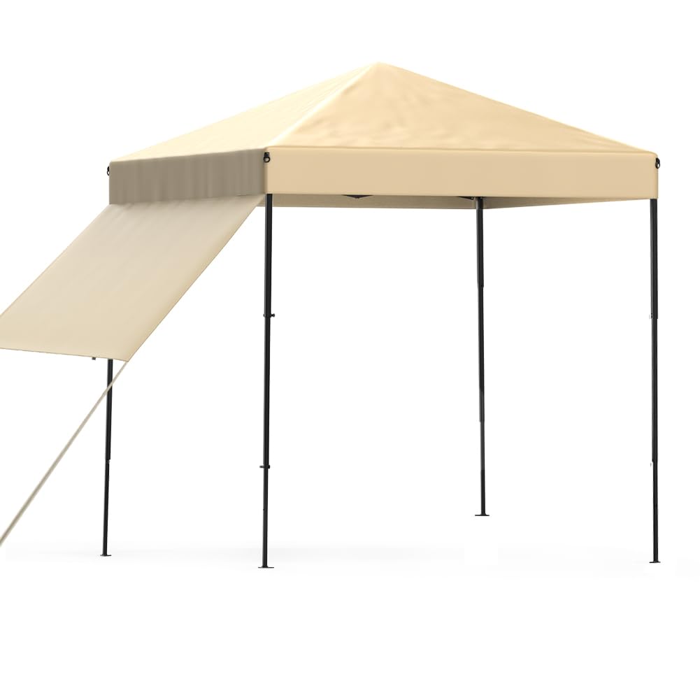 Heavy Duty Pop-Up Gazebo Tent 1.8x1.8m - Waterproof Outdoor Canopy with Side Panel, Adjustable Slant Legs, Sandbags & Carry Bag - Immediate Shelter - Khaki