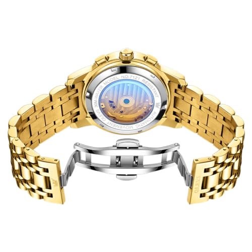 Image of OLEVS Men's Automatic Watch Batteryless Waterproof Mechanical Self Winding Stainless Steel Dress Luxuxry Wrist Watch with Tourbillon, Day-Day-Year & Chronograph Gift for Him Relojes de Hombres