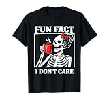 Fun Fact I Don't Care Skeleton Girl Coffee Red Bow T-Shirt