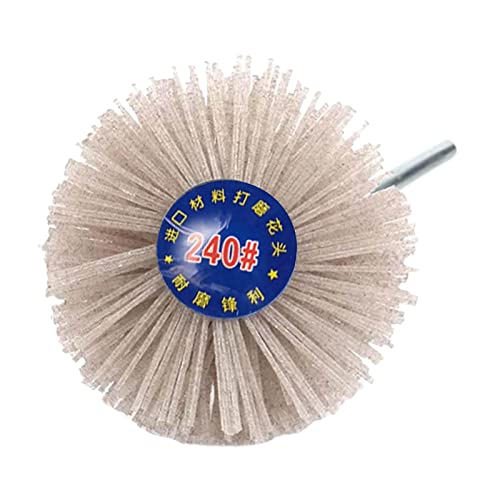 Generic Nylon Wheel Brush with Threaded Shank Rotary Tools Abrasive Wire Brush Sanding Mop Abrasive Wheel for Rust Remover Painting Polishing, 240 Grit