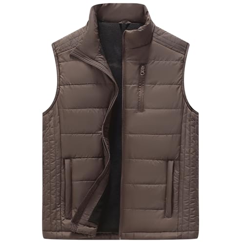 Image of Msmsse Men's Outerwear Vests Winter Quilted Padded Vest Gilet Stand Collar Warm Puffer Vest