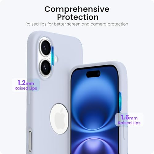 Image of Elzzi Microfiber Logo Cover Compatible for iPhone 17 Case Liquid Silicone Cases Full Body 4 Layer Protective Covers Shockproof Back Cover (Mist)