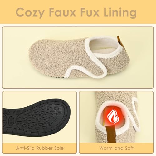 House Slippers for Women Man, Unisex Adjustable Walking Cozy Warm Socks Shoes, Soft Non Slip Indoor Outdoor Rubber Sole Slippers3