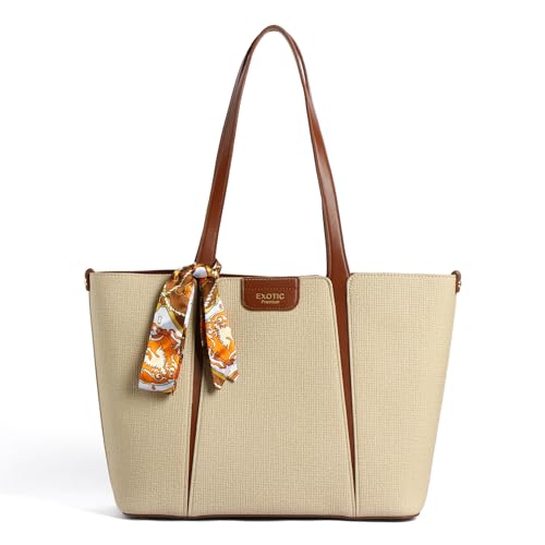 Image of EXOTIC Premium Serelle Weave Structured Tote Bag with Textured Finish and Secure Zip Compartment