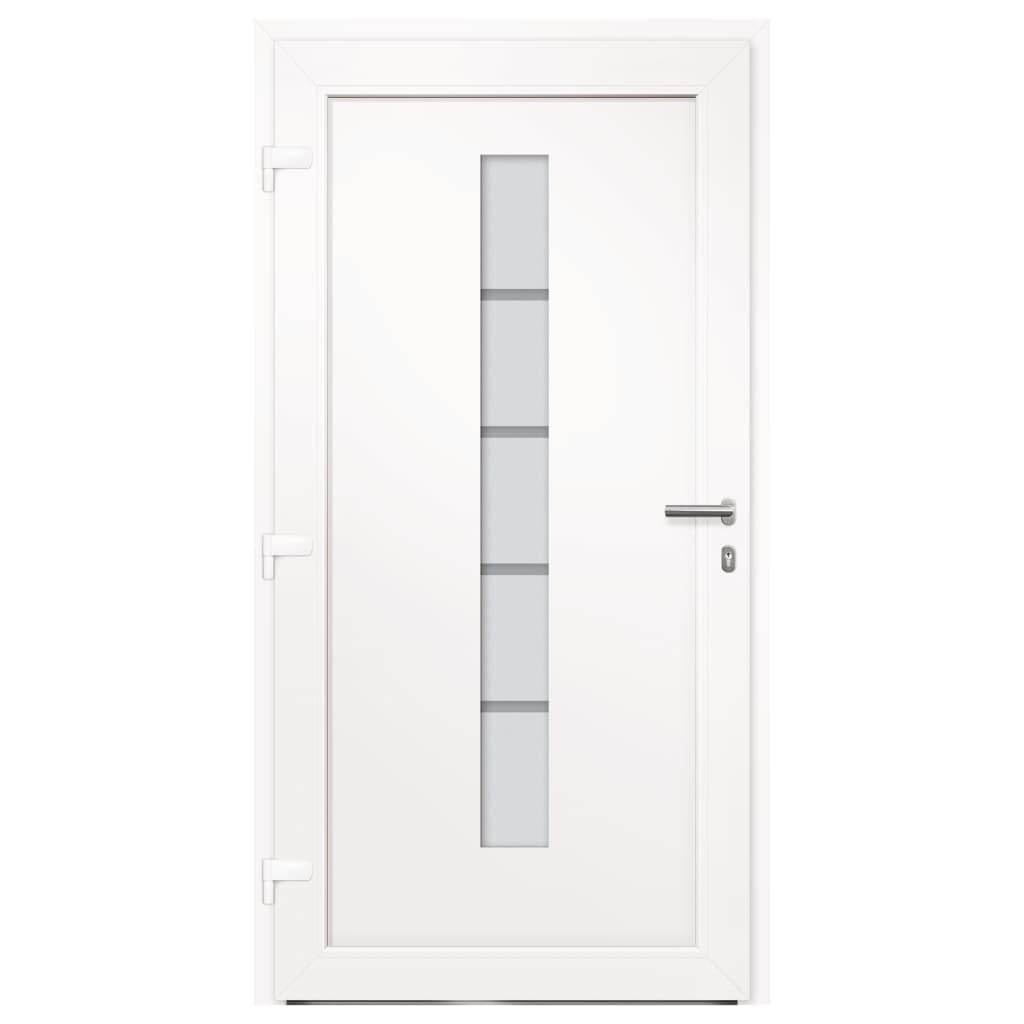 Drzwi wejściowe z aluminium i PCW antracytowe 100 x 210 cm z 5-krotnym zamkiem bezpieczeństwa, izolacja cieplna, izolacja akustyczna, próg aluminiowy, potrójne oszklenie, zestaw montażowy