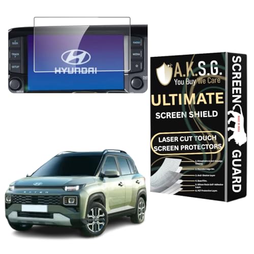 Image of A.K.S.G. Polyethylene Terephthalate Screen Protector Compatible With Hyundai Exter 08 Inch [2023-Running] Infotainment Touch Screen System - Clear