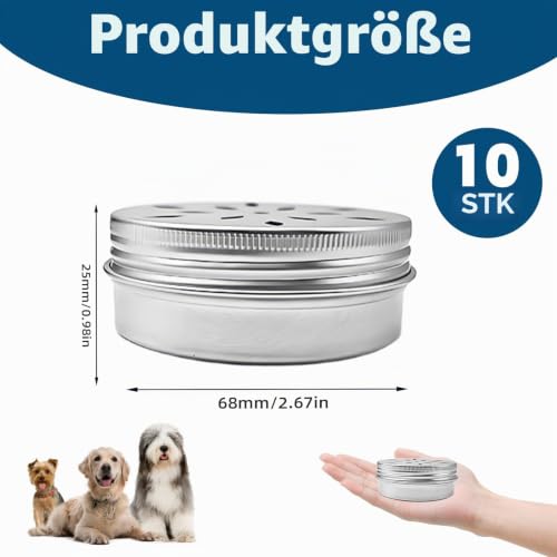 HZZON 10 Stück Hundeduft-Trainingsbox Aluminium Hundeduft Dosen mit Belüftung 60ml Geruchsbehälter Hundeduft Training Hundeduft Nase Geruchsbehälter für das Welpendufttraining Schnüffelhunde
