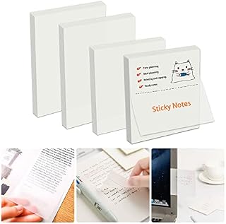 200pcs Transparent Sticky Notes See Through Clear Tabs Set Self-Stick Note Pads for Writing Message Memo Notes