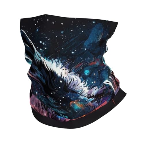 Pañoleta para el cuello negra Wolf Moon con diseño de cielo estrellado, cubre rostro tipo braga para mujeres y hombres, para motocicleta, ciclismo, esquí y más miniatura 1