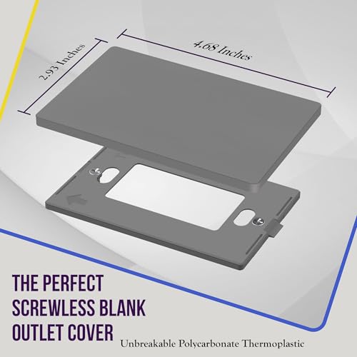 Image of ENERLITES Screwless Blank Wall Plate, Child Safe Blank Device Outlet Cover, Standard Size, 1-Gang 4.68 inch x 2.93 inch, Polycarbonate Thermoplastic, UL Listed, SI8801-GY-5PCS, Glossy, Gray, 5 Pack