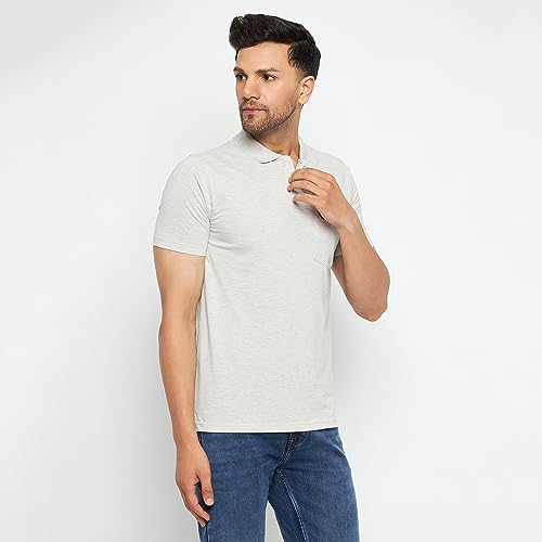 Image of Duke Stardust Men Polo Neck Half Sleeve Cotton T-Shirt (SD49 L.Grey Melange XL)