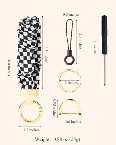 Image of WEESMILE Scrunchie Keychain Wristlet for Car Key Chain with D Key Ring