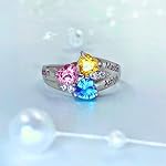 Mothers Rings with 3 Birthstones 3 Names Engraved, Sterling Silver or 10K 14K White Gold, Customized Personalized Ring for Women, Sizes 5-12 - Image 5