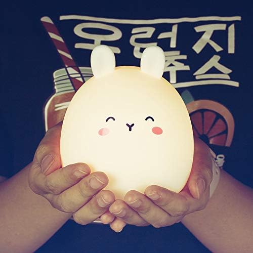 Kids Night Light, Cute Rabbit Night Lights,Color Changing LED Decor Eye Protection Sleep patting patting lamp, Bedroom Breastfeeding Baby Night Light, for Girl Lady Kid Baby Bedroom and Nursery