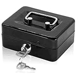 Tamaño y color:12.5*10*5.6 cm, Negro; caja de seguridad segura perfecta para festivales, cajeros de supermercados, recaudadores de fondos y más. Bordes curvos para que sea cómodo y seguro de sostener