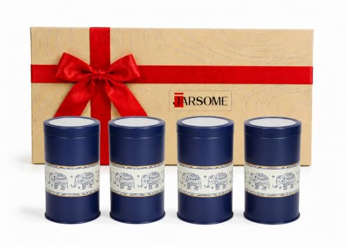 Image of Mandala Collection Airtight Kitchen Container Set| 850ML+1400ML- Set of 4| Food Grade Metal Jars for Spices, Snacks, Grain & Dry Food| Vacuum Lid, Rust Resistant| Blue Elephant Canisters