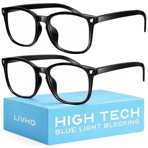 Image of livho High Tech Blue Light Blocking Computer Glasses | Advanced Blue Light Blocking, Screen Fatigue Protection, UV Protection, Black