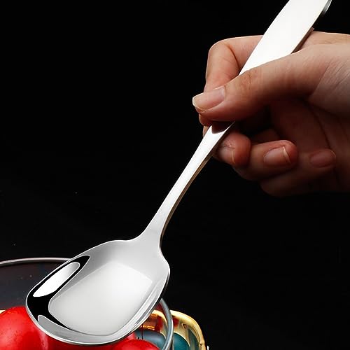 Ouliget SPOON S, Korean Style Square Sugar Spoon,Thick Heavy Stainless Steel Soup Spoons Table Spoons Dinner Spoons Flat Square Spoon,7 Inch,Set Of 4. thumb #2