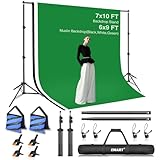 【Set de Studio Photo】Vous recevrez, [1] système de fond 2m x 3m, [3] fond 1,8m x 2,8m (noir, blanc et vert), [4] pince de serrage, [4] supports de clips de fond, [2] sac de sable, [1] sac de transport