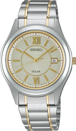 Seiko SBPN065 Solar Quartz Men's Wristwatch, Silver x Gold, Bracelet Type