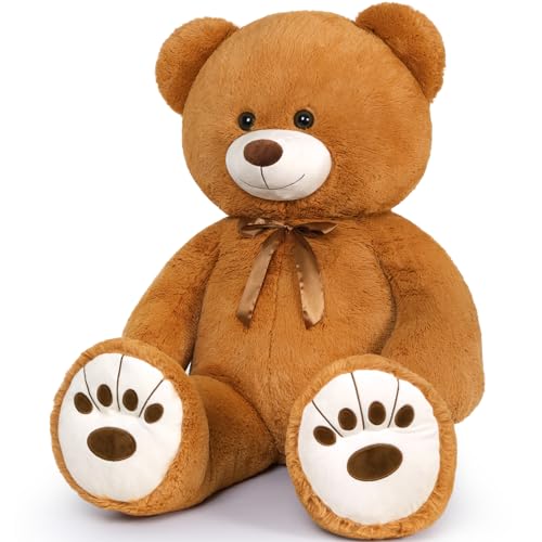 MorisMos XXL Ours en Peluche Geant 124cm, Marron Nounours Géant, Kawaii Peluche Géante Animaux en Peluche Grosse Jouet Grand Teddy Bear Cadeau pour Enfant Noël Anniversaire Deco – Image 7