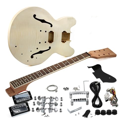 ジャズエレキギター DIY コンビネーションキット 初心者向けの制作アクセサリー一式の組み立て入門 未完ギターボデ