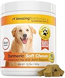 Amazing Turmeric for Dogs Curcumin Pet Antioxidant - Eliminates Joint Pain Inflammation, 90 Bacon Soft Chews