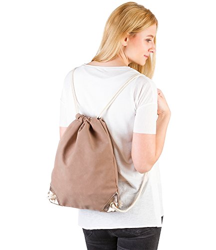 SIX Handtas in suède-look: stijlvolle gymtas in velours look met binnenvoering en trekkoord, versterkte, roségouden… - Image 5