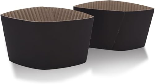 Miniatura 3 de EchoDone Fundas desechables de 8 onzas para tazas de café para bebidas calientes, chaquetas de papel corrugado, 200 unidades, color negro (sin tazas)