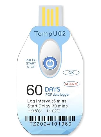 tempu02 high quality single use temperature data logger | reliable cold chain temperature, auto pdf report via usb – no software required monitoring,
