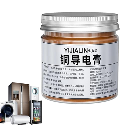 Uozonit Pasta conduttiva, grasso per contatti elettrici,Grasso elettrico crema antiruggine al rame da 100 g - Lubrificante conduttivo versatile per auto, grasso composto automobilistico per