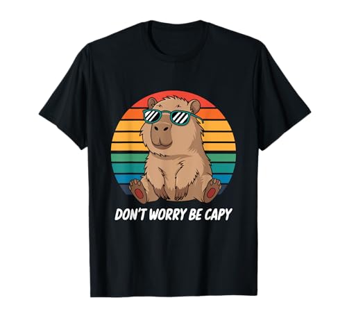 Capybara Dont Worry Be Cappy Capybara rétro pour garçons et filles T-Shirt