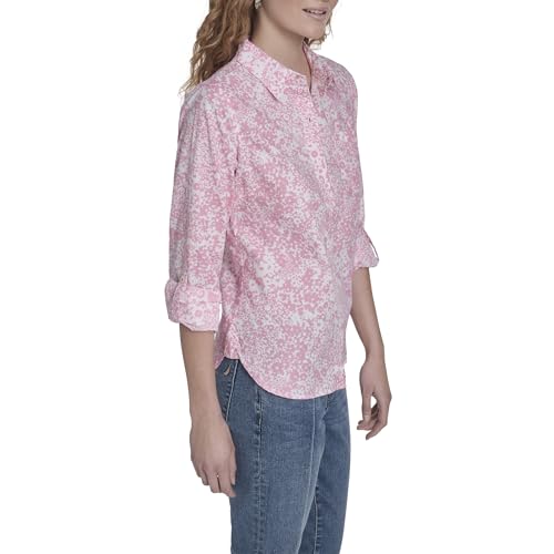 Image of Nautica Women's Button Front Long Sleeve Roll Tab Shirt