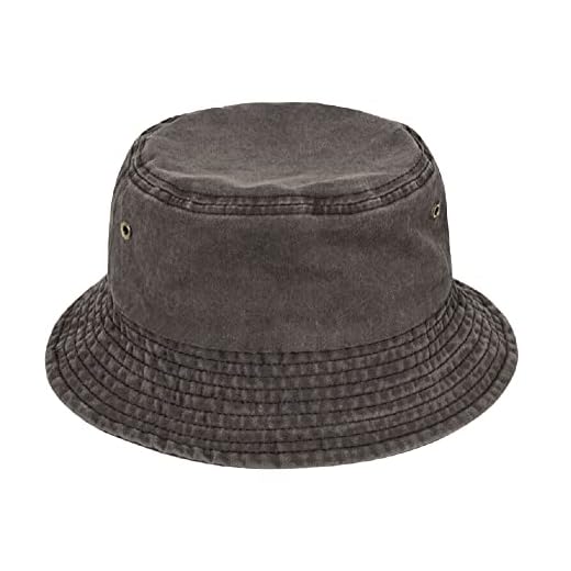 TOSKATOK Pure Washed Cotton Bucket hat UV Sun Protection Breathable Beach Holiday Travel Hat-CHARCOAL-60
