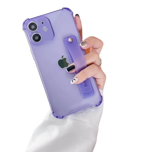 Coque iPhone 12 avec support convertible en TPU souple transparent et boucle réglable