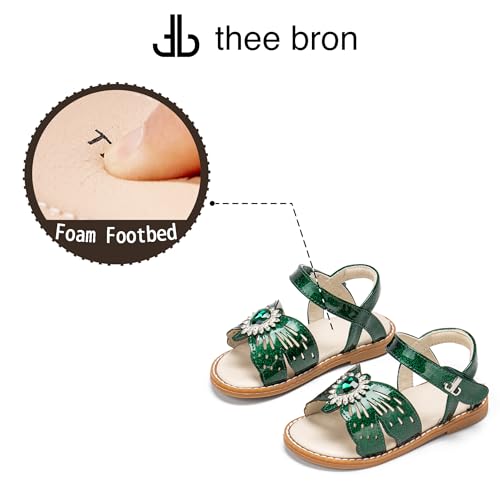 Image of THEE BRON Toddler Girls Sandals Wedding Flower Girl Dress Shoes Open Toe Flats