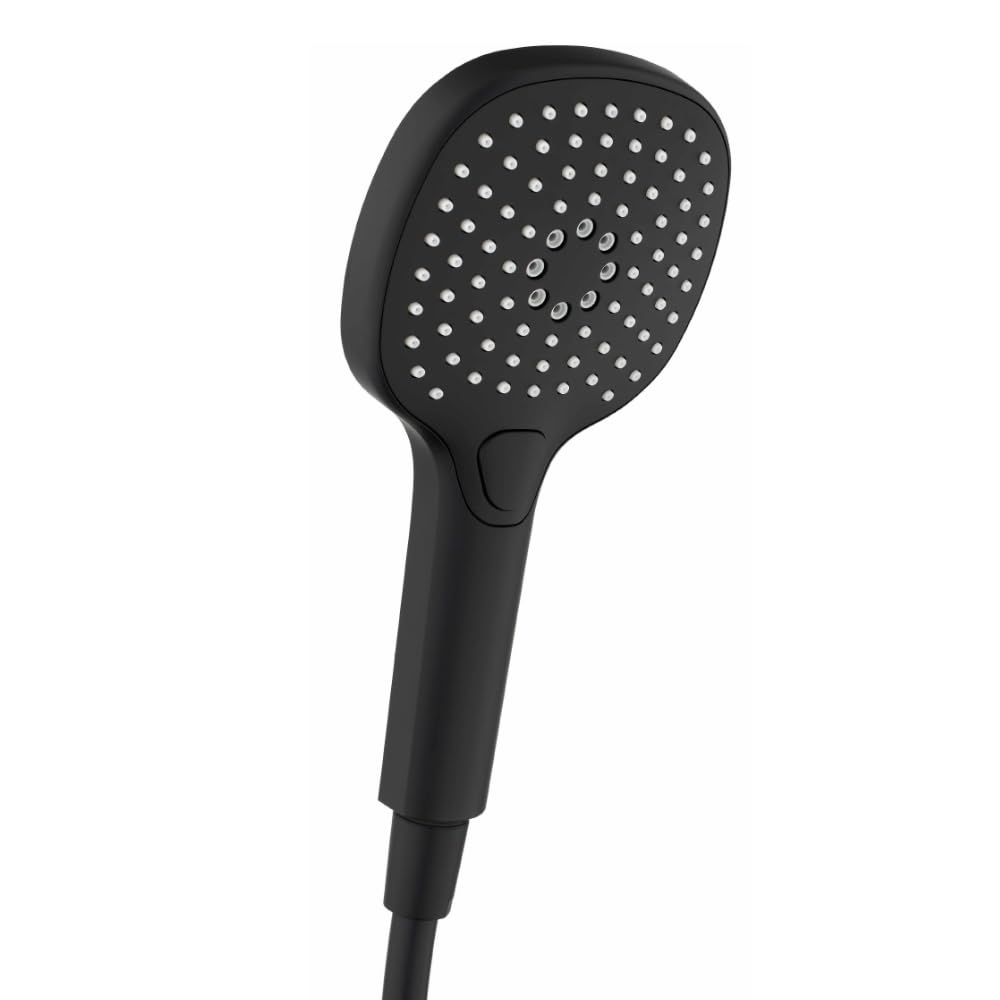 Schläfer 1304700 Alcachofa de ducha cuadrada negra mate, ducha a mano, alcachofa de ducha multichorro universal, ducha estándar, alcachofa cuadrada de alta presión, teléfono ducha