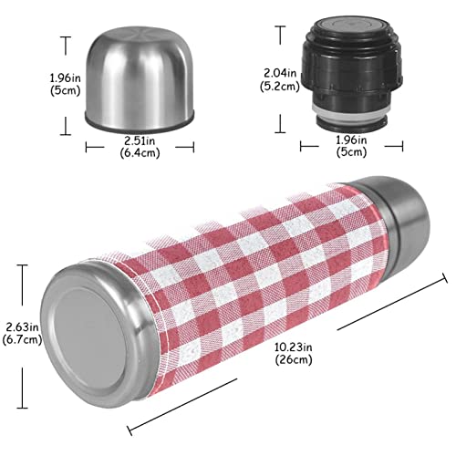 Insulated Water Bottle Stainless Steel Water Bottles Metal Water Bottle, Pink Lattice Plaid Grid Check #TOP4