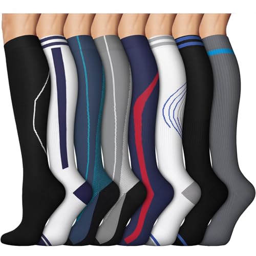 Image of 8 Pairs Compression Socks for Women & Men,Support Compression Stockings for Medical Running Athletic