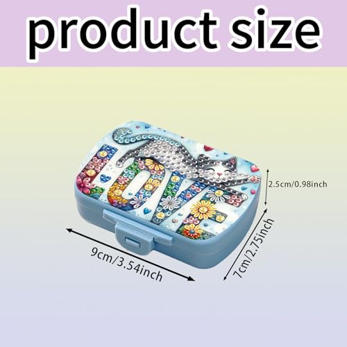 Image of ARTopet Diamond Art Painting Mini Storage Box with 6-Grid Creative Design Compact Portable Small Case for Purse Travel Daily-Love Cat