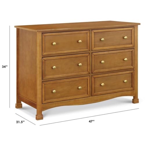 Image of DaVinci Kalani 6-Drawer Baby Dresser for Nursery - Wooden Double Chest of Drawers for Kids, Boys & Girls - Multi-Purpose Storage Dresser for Bedroom, Living Room & Hallway - Easy to Assemble, Chestnut