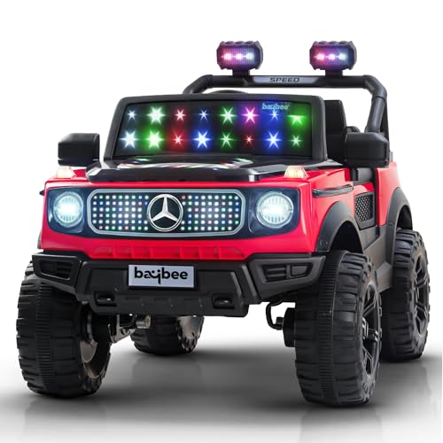 Image of Baybee Benzie 4x4 Battery Operated Jeep for Kids, Ride on Toy Kid Car with RGB Windshield Light & Music | Baby Big Battery Cars | Electric Jeep Car for Kids to Drive 2 to 6 Years (Red)