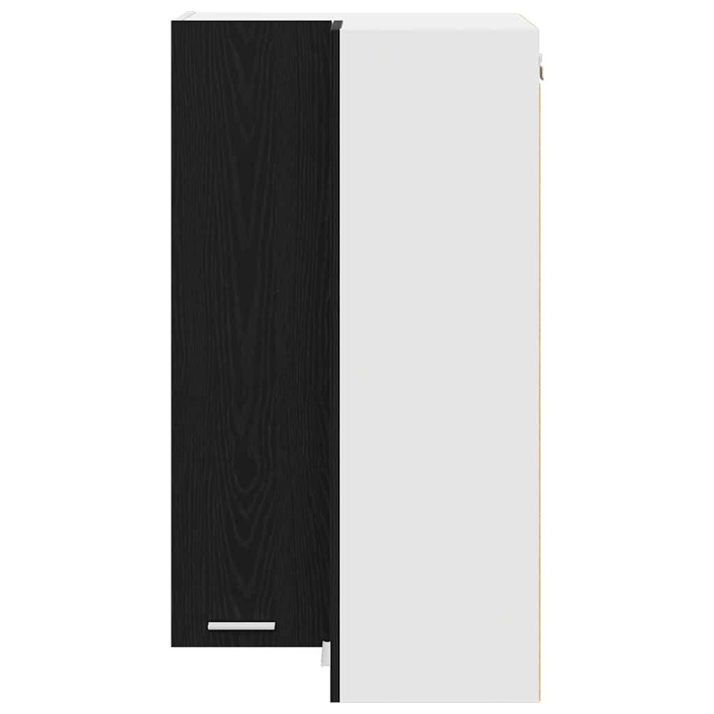 Armadietto pensile in rovere nero e bianco, 57 x 57 x 100 cm, con 3 ripiani e 2 ante, moderno scaffale da parete multiuso in legno per cucina, sala da pranzo, dispensa, spazio per riporre